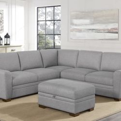 Sectional with Storage Ottoman- Thomasville Langdon Fabric Sectional with Storage Ottoman