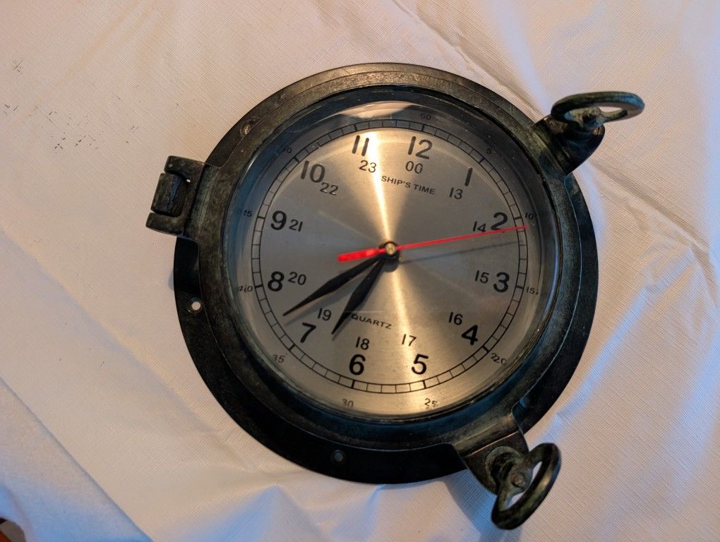 Vintage Ship's Time Quartz Solid Brass Clock