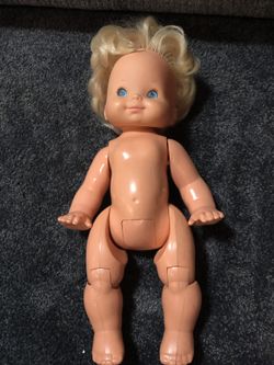 Mattel Baby That-A-Way 1974 Hong Kong Crawling Doll Plastic VTG Untested Blonde