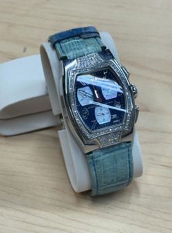 USED AQUA MASTER SAM 11 BLUE CHRONOGRAPH DIAMOND-ACCENT WATCH
