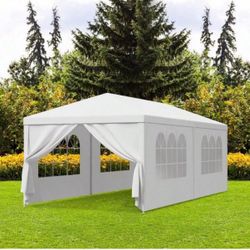   10 ft. x 20 ft. White Wedding Party Canopy Tent Outdoor Gazebo with 6-Removable Sidewalls&venta
