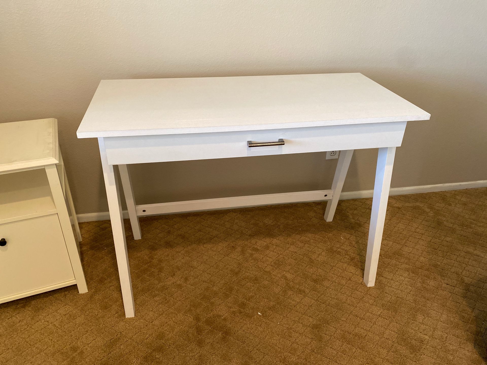 White One Drawer Computer Desk Table