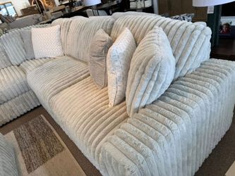 Brown, Black, Gray, Ivory Color Sectional Couch Set extra fluffy Corduroy Fabric Only $39 down payment 👉 Please ask Jon Green for a discount when you