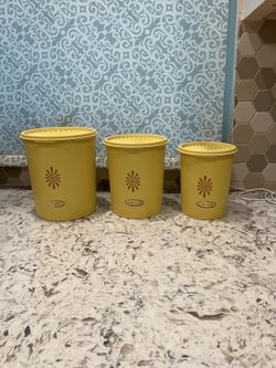 Vintage Yellow Tupperware canister set of 3
