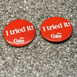 Vintage - Metal 1980's Coke Pin I Tried It! New! Coke Pinback Button Badge Coca Cola, 