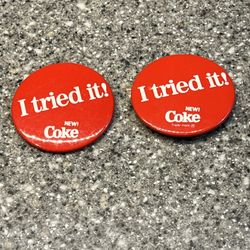 Vintage - Metal 1980's Coke Pin I Tried It! New! Coke Pinback Button Badge Coca Cola, 