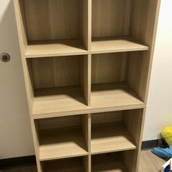 Two IKEA 2x2 Shelf Units, White Stained Oak