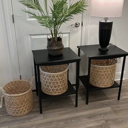 Side Tables, lamp and faux plant