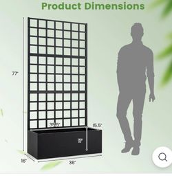36" x 16" x 77" Metal Raised Garden Bed with Trellis
