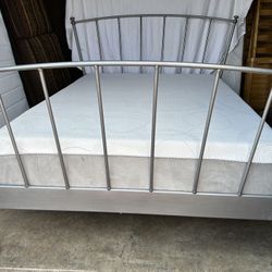 Beautiful Queen size bed includes IKEA metal frame &gel foam mattress