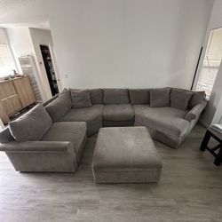 Sofa Sectional With Cuddler , Ottoman Storage 
