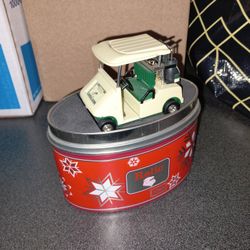 Vintage Desk Clock Golf Cart Made Of Diecast New