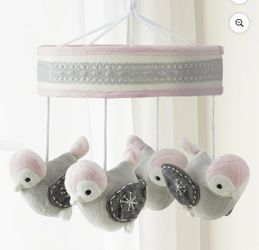 Levtex Baby Lullabies Elise Grey and Pink Bird Mobile