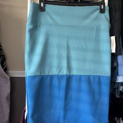 Blue Color Block Pencil Skirt