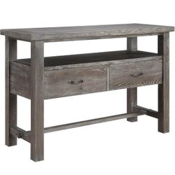 Rustic Charcoal Gray Server, Buffet, 1 Shelf, 2 Drawers