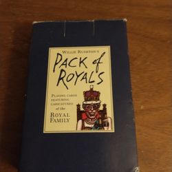 1995 Willie rushton traditional playing cards w/ caricatures of British Royal Family

The joker cards are missing. 
52 cards included. 