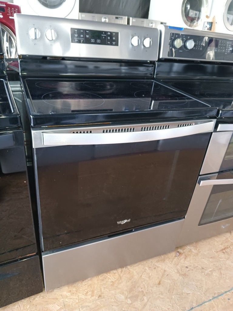 Whirlpool Glass Top Stove Stainless Steel Everything Works Good 💯
