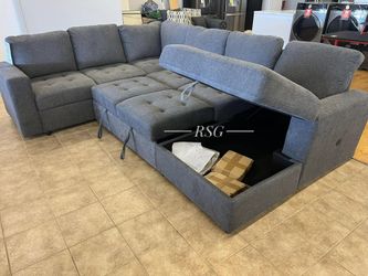 Sleeper Sectional Couch W Storage Chaise Color Options Fast Delivery Only $39 down payment 👉 Please ask Jon Green for a discount when you arrive!