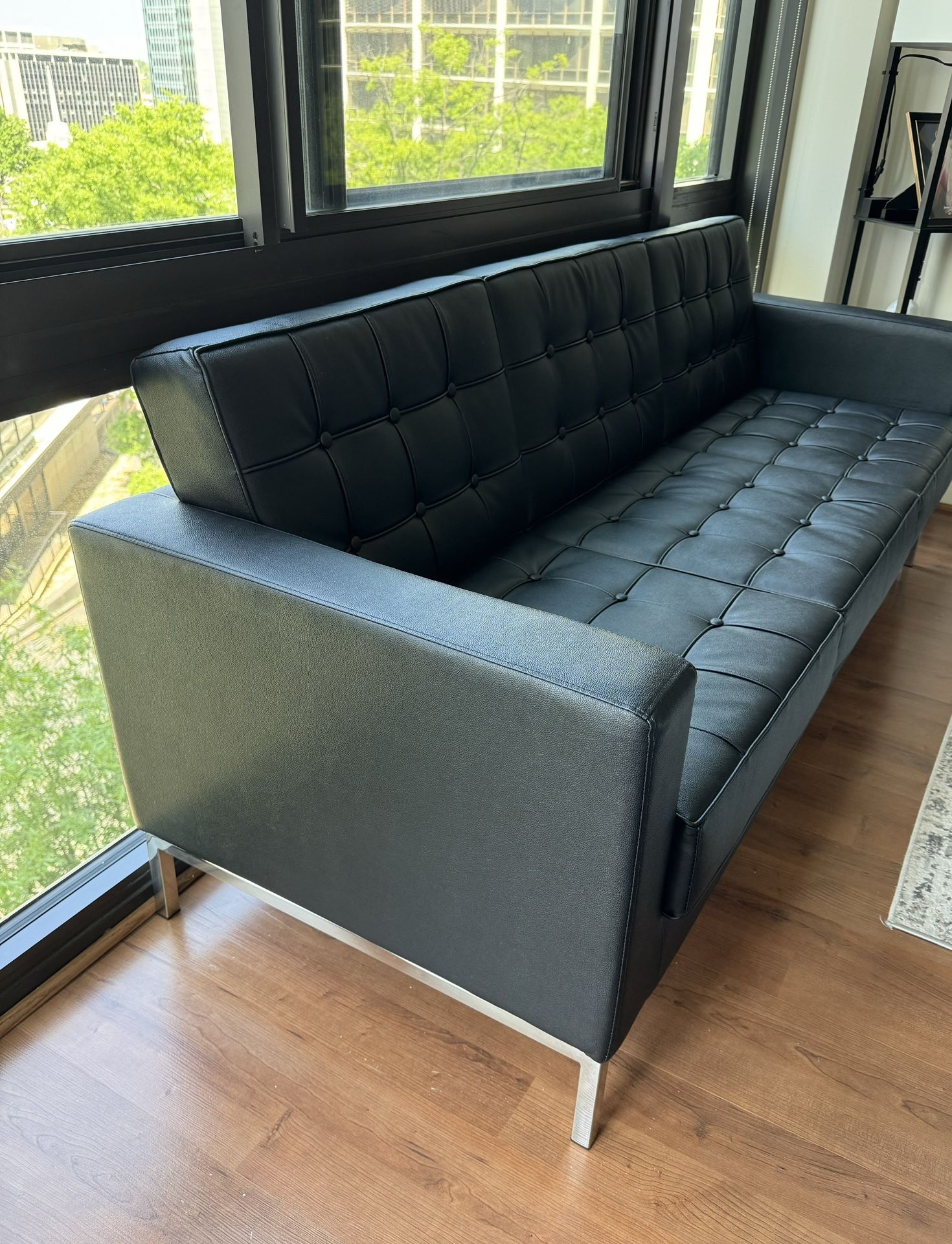 Contemporary Black Leather Sofa