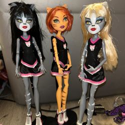 Monster High Fearleading Toralei, Meowlody, & Purrsephone (No Tails)