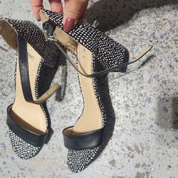 Black And White Heels 8 Women's
