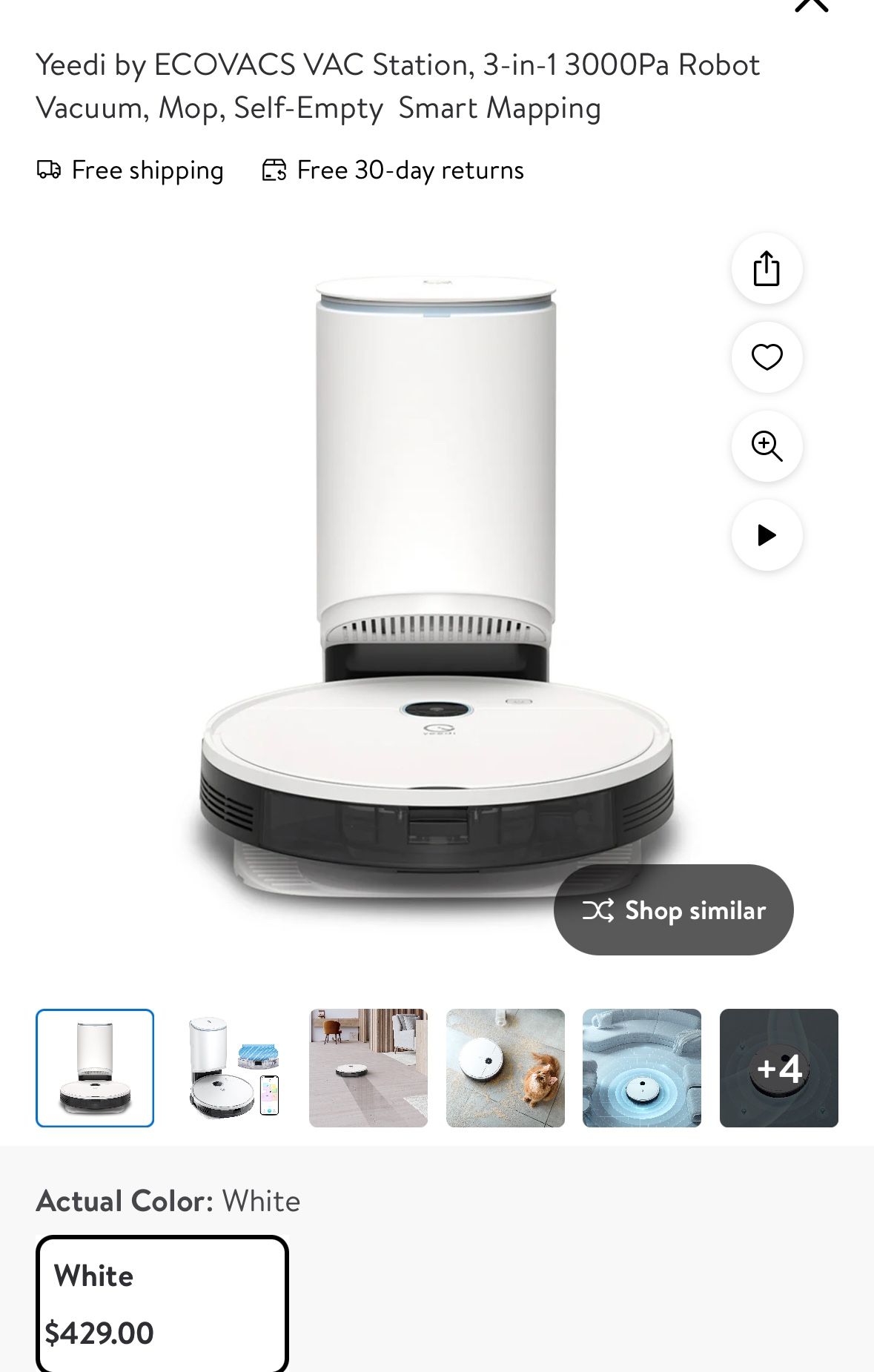 Yeedi by ECOVACS VAC Station, 3-in-1 Robot Vacuum, Mop, Self-Empty Smart Mapping