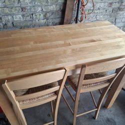 Wood Table And 2 Chairs 