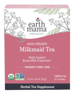 Earth Mama Organic Milkmaid Tea, Lactation Tea for Moms, 100% ORGANIC Herbal Tea Without Caffeine, 16 bags