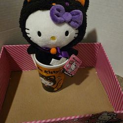 Hello Kitty Halloween Black Cat With Mug- New