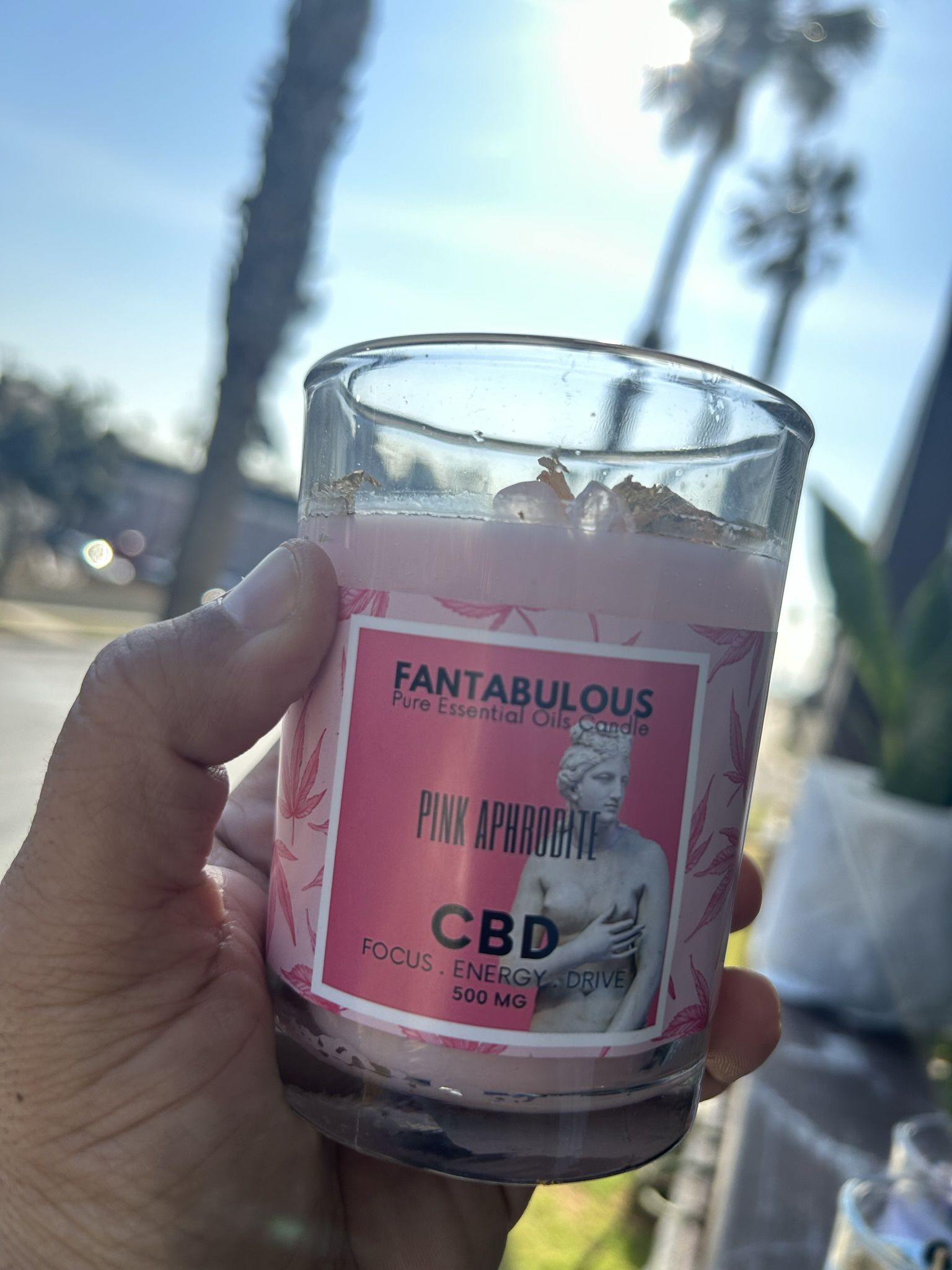 Candle Decorated With Flowers & Stones Candles. Best Gift For New year