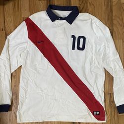 Nike USA Soccer Jersey #10 Long Sleeve XL USMNT Red Sash 1950 Vintage Style