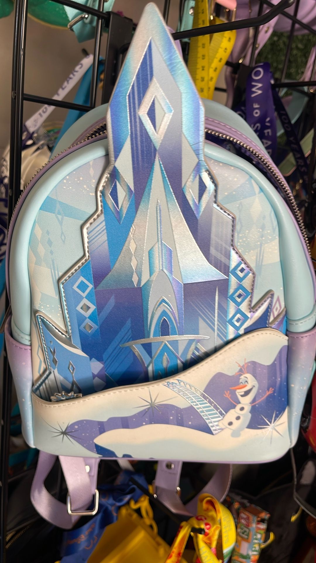 LOUNGEFLY Disney Frozen Princess Castle Elsa Anna Olaf Backpack Purse Bag New