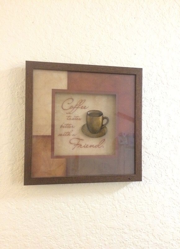 "Coffee tastes better with a friend" frame