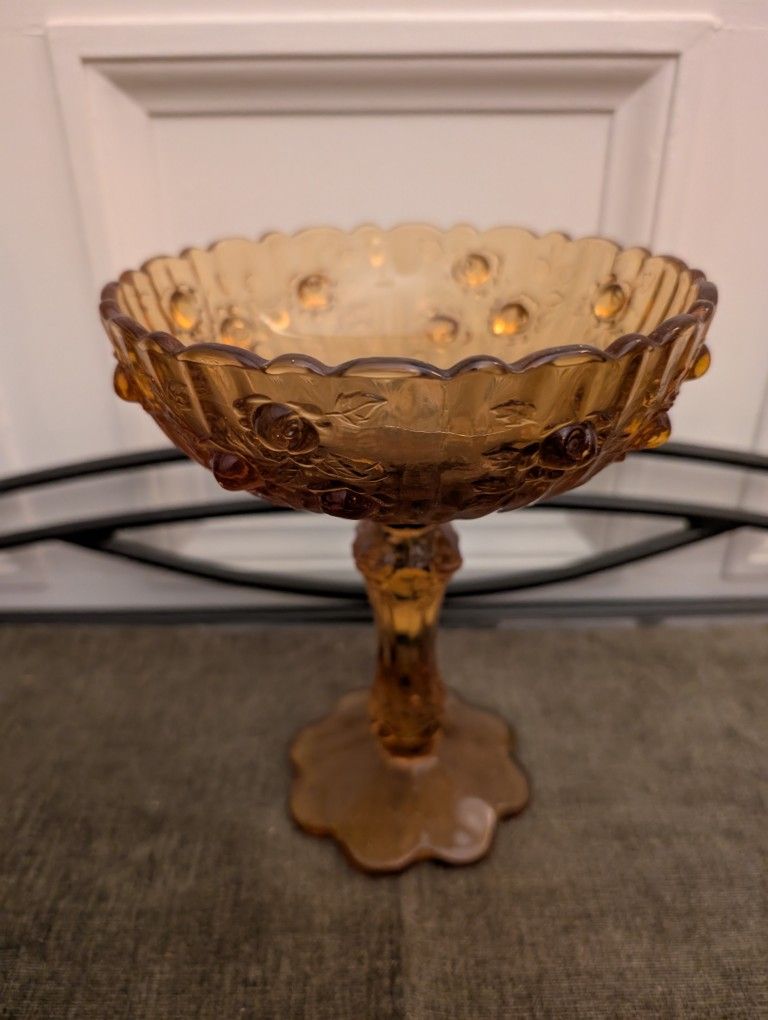 Cabbage Rose Tall Compote Candy Dish