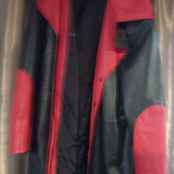 Red &Black Leather Coat XL