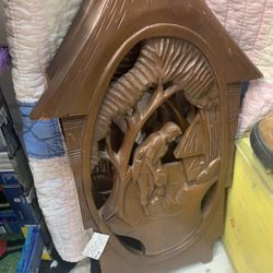 Pair Wood Carved Wall Decor Vintage 