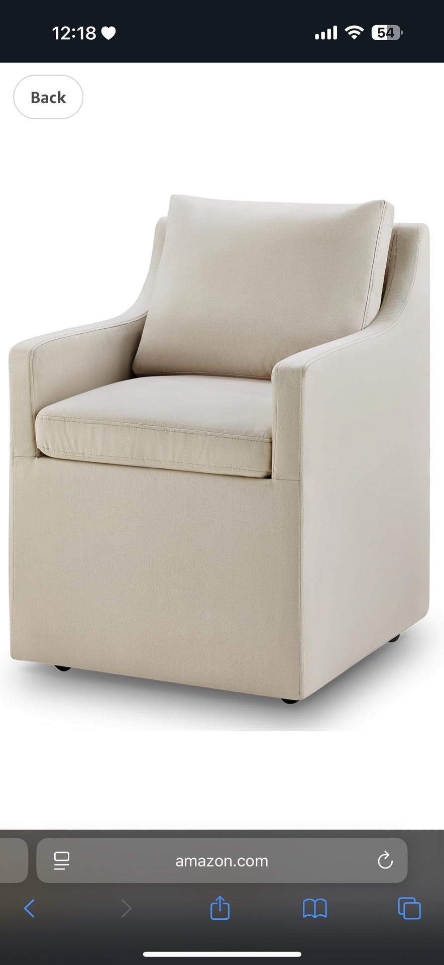 Beige Upholstered Rolling Chair- BRAND NEW IN BOX!!