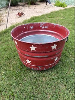 Vintage Patriotic Galvanized Drink / Planter Tub