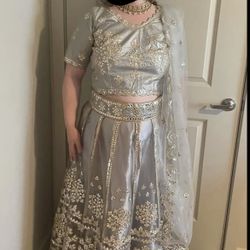 Silver And gold lehenga