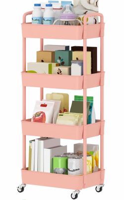 4 Tier Pink Rolling Cart (New)
