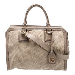 Love Alex Beige Tan Leather Woven Handbag Crossbody Tote Bag 