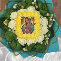 12”virgen De Guadalupe Forever Roses With Light