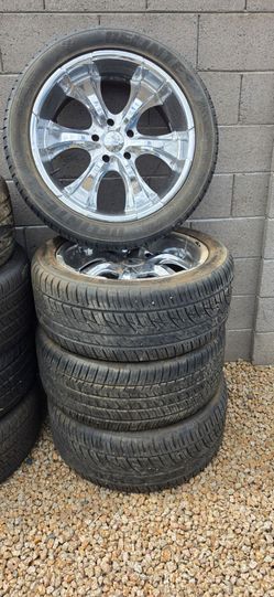 Chrome Wheels with Tires Set of 4