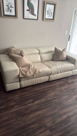 White Leather Reclining Sofa
