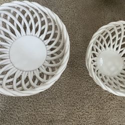 Two White Fruit Bowls