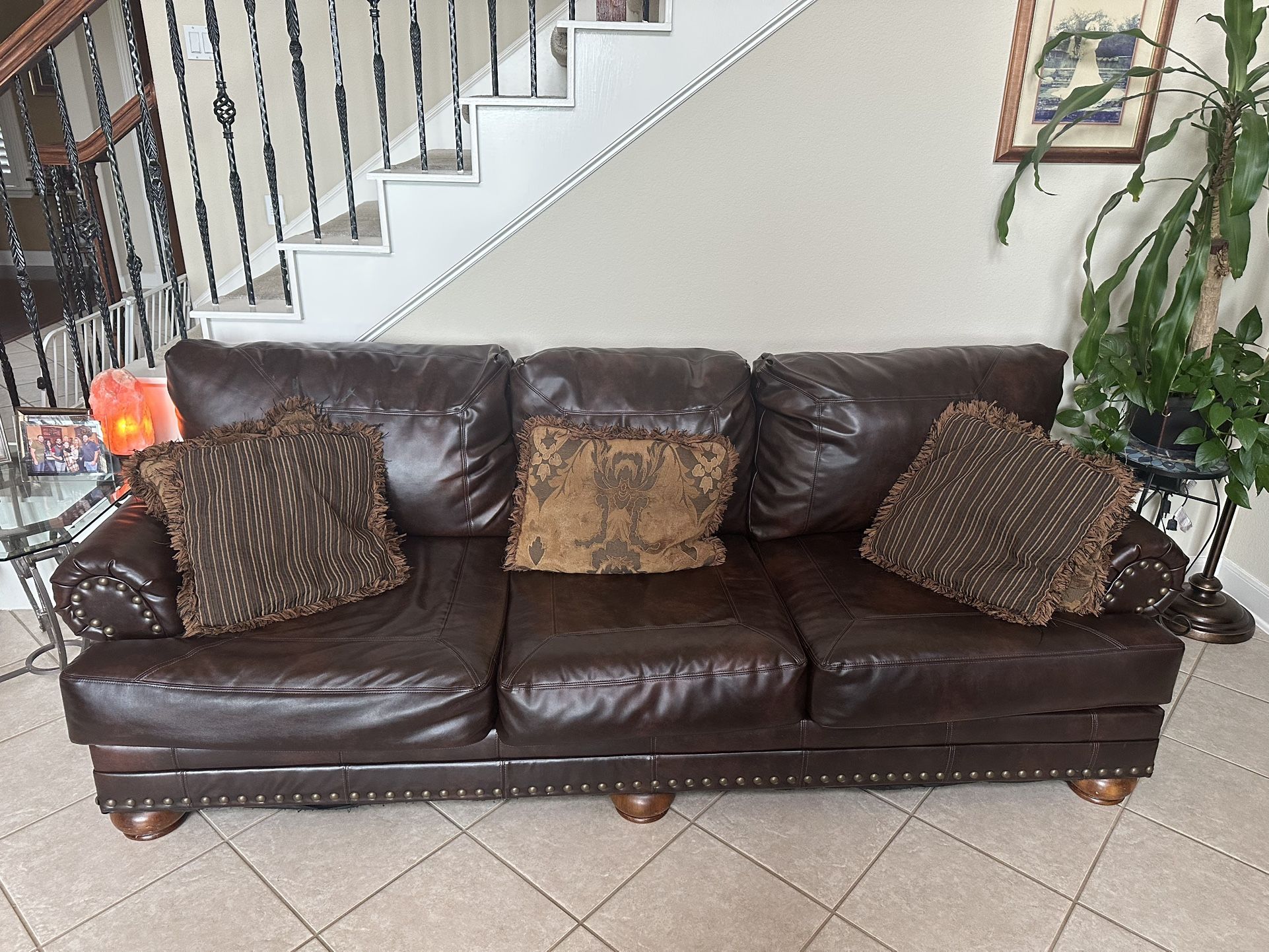 Brown leather Couches & Dining table W/Chairs