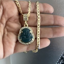 dark blue small buddha necklace 