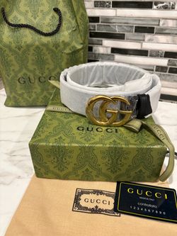 Gucci GG Marmont White Leather Belt