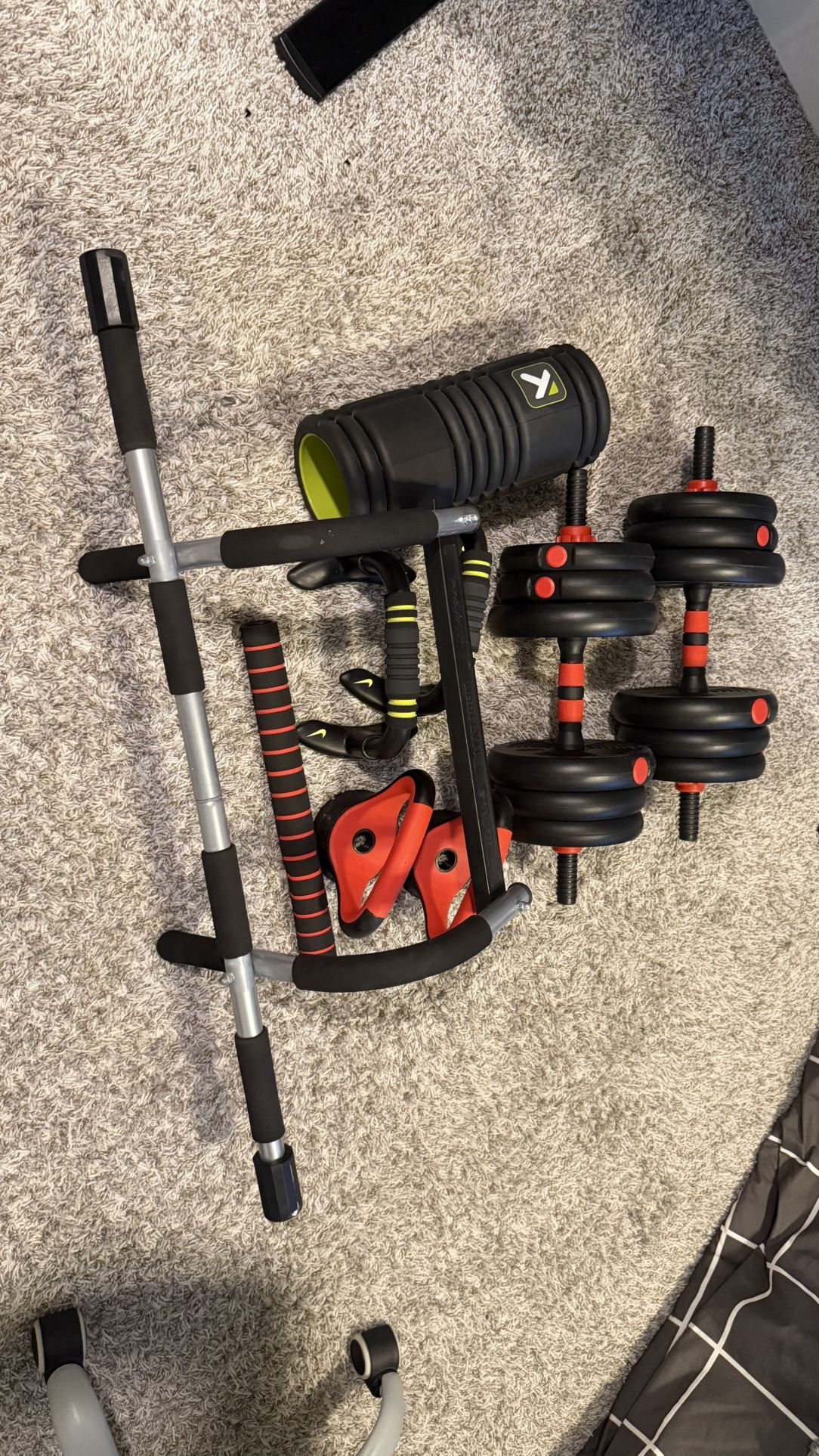 Full Home Gym Set — Dumbbells, Pull-Up Bar, Push-Up Bars, Roller, Foam Roller (ALL INCLUDED!)