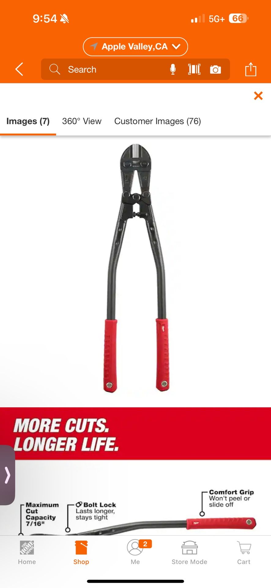 Milwaukee 24 in. Bolt Cutter With 7/16 in. Max Cut Capacity